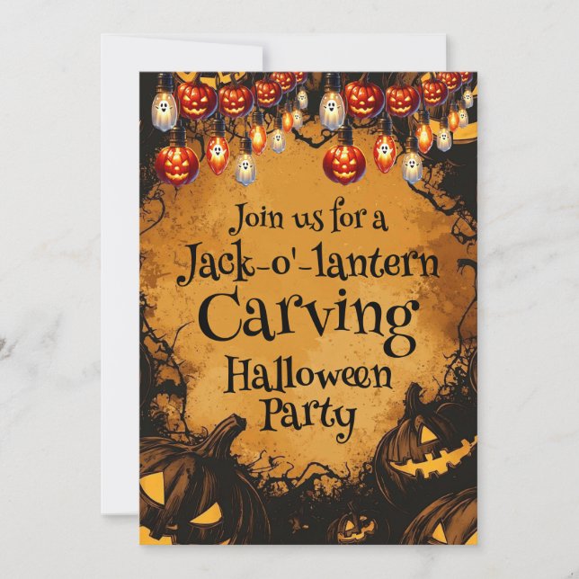 Invitation Scary Halloween Citrouille Patch partie (Devant)