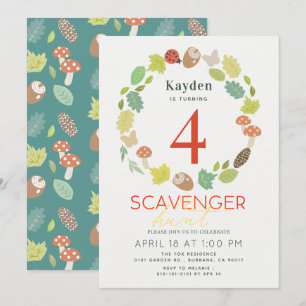 Invitation Scavenger Hunt Nature Trail Turquoise Anniversaire
