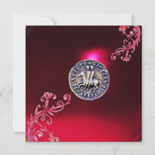 Invitation SCEAU DES CHEVALIERS TEMPLAR rubis rouge bordeaux