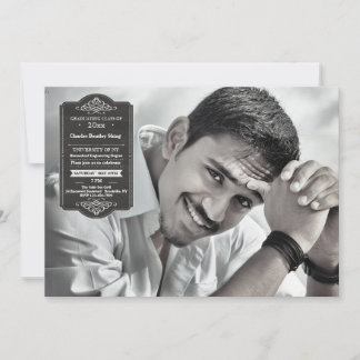 Invitation Sceau noir de graduation Photo Graduation Invitati
