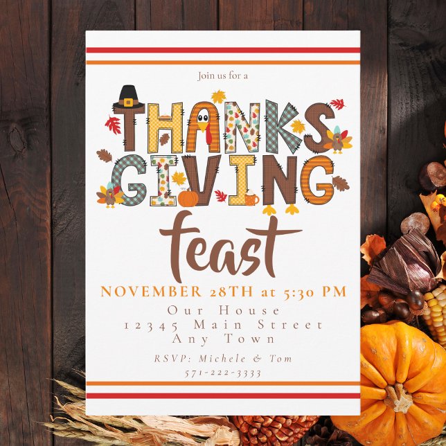 Invitation Scénario de fête de Thanksgiving Festive  (Créateur téléchargé)