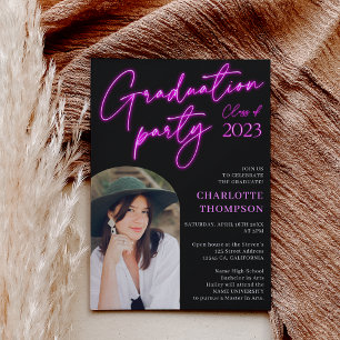 Invitation Scénario de Neon magenta fun graduation photo arch