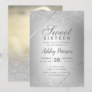 Invitation Scénario de parties scintillant argent chic métall