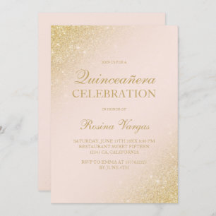 Invitation Scénario de parties scintillant en or glam rose pâ