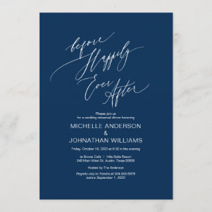 Invitation Scénario moderne, Blue Navy, Dîner de répétition M