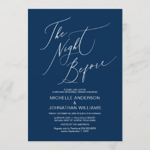 Invitation Scénario moderne, Blue Navy, Dîner de répétition M