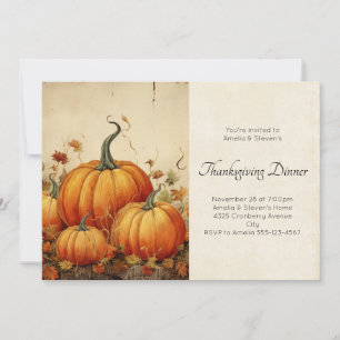 Invitation Scène d'automne rustique Citrouille orange Thanksg