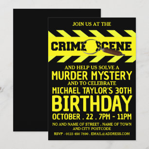 Invitation Scène de crime, Mystère de meurtre fête d'annivers