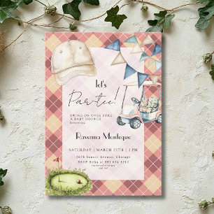 Invitation Scène de golf Argyle pêche pour une baby shower Pa