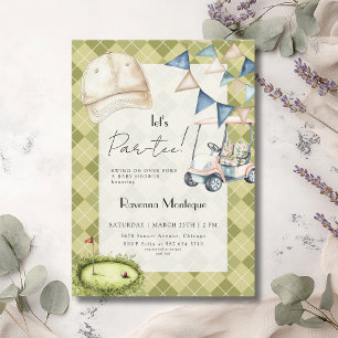 Invitation Scène de golf Green Argyle pour une Baby Shower Le