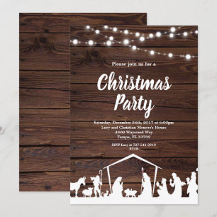 Invitation Scène de la Nativité Rustique Fête de Noël