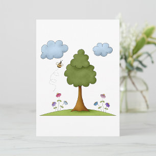 Invitation Scène de la nature des abeilles et des arbres avec