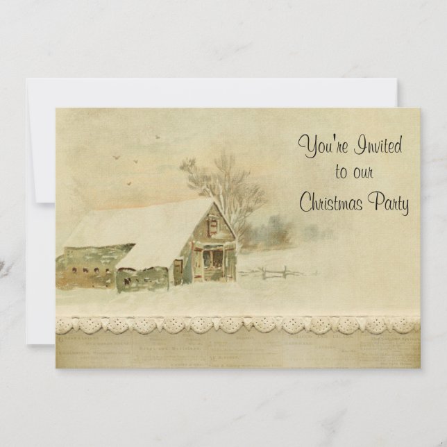 Invitation Scène de la vieille grange de Noël (Devant)