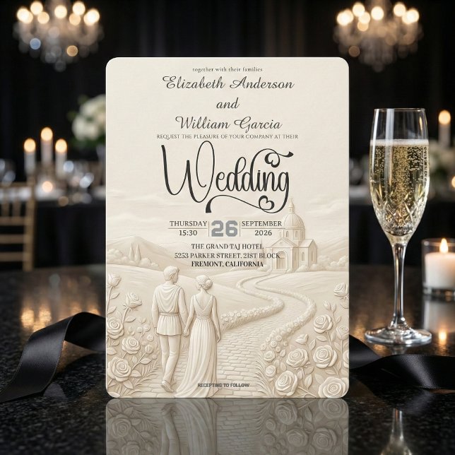 Invitation Scène de mariage romantique classique dans une égl (Créateur téléchargé)