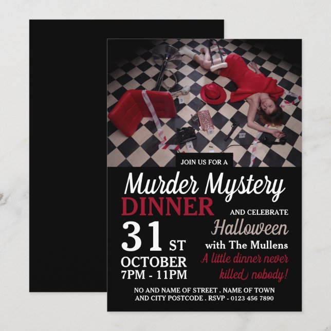 Invitation Scène De Meurtre, Mystère De Meurtre Dîner D'Hallo (Devant / Derrière)