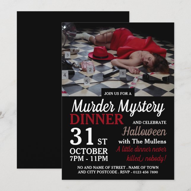Invitation Scène De Meurtre, Mystère De Meurtre Dîner D'Hallo (Devant / Derrière)