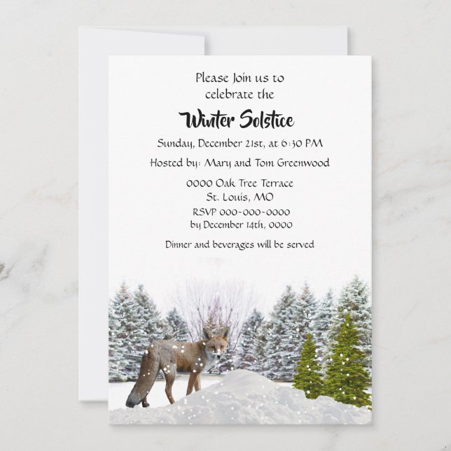 Invitation Scène De Neige Dîner Solstice Hiver (Devant)