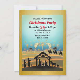 Invitation Scène de Noël avec l'Enfant Jésus dans la crèche