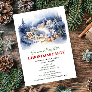 Invitation Scène de Noël élégante à l'aquarelle pour fête de