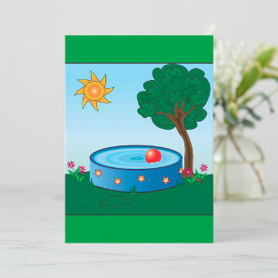 Invitation Scène de piscine dans la cour des enfants avec arb