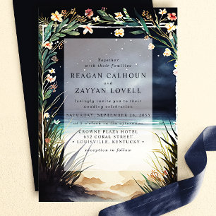 Invitation Scène de plage nocturne de mariage
