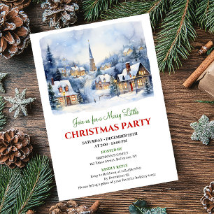 Invitation Scène de vacances de Noël villageoise à l'aquarell