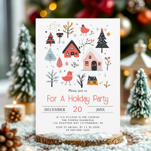 Invitation Scène d'hiver scandinave vacances de Noël