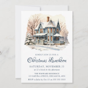 Invitation Scène hivernale à l'aquarelle Noël déjeuner d'hive