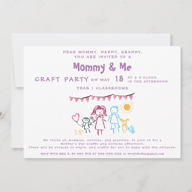 Invitation School Mommy & Me Fête des mères Fête des fêtes (Devant)