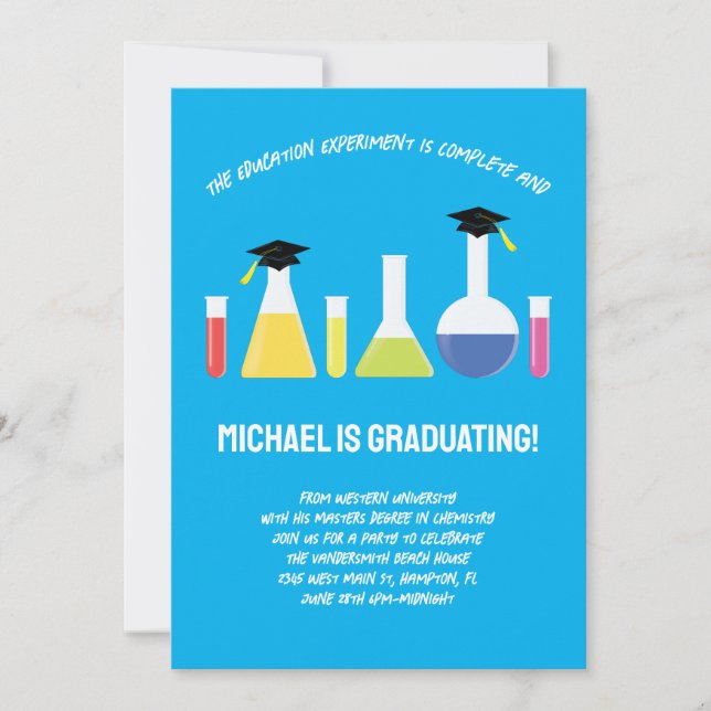 Invitation Science Beakers Graduation Party (Devant)