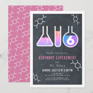 Invitation Science Experiment Black Chalkboard Girl Anniversa