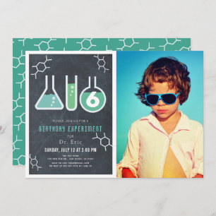 Invitation Science Experiment Black Chalkboard Photo Annivers