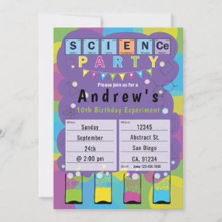 Invitation Science Party - Enfants à thème fête d'anniversair
