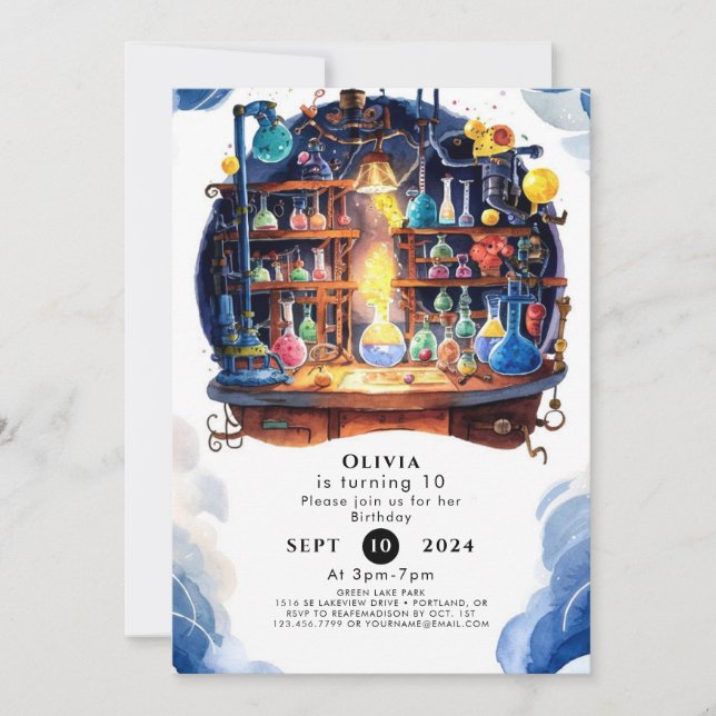 Invitation Science simple Fun Scientifique Anniversaire (Devant)