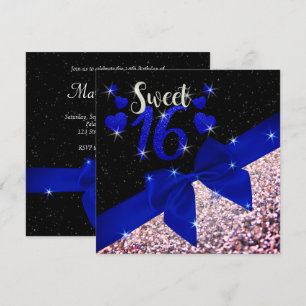 Invitation scintillant du bonbon 16 à bleu noir et