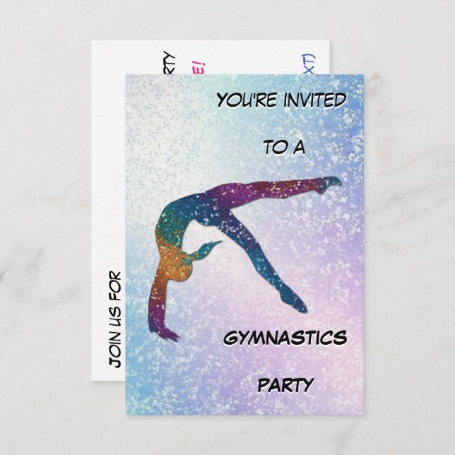 Invitation scintillante pour une fête de gymnastiq (Devant / Derrière)