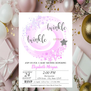 Invitation Scintille Petite Étoile Paillettes Argent Fête de