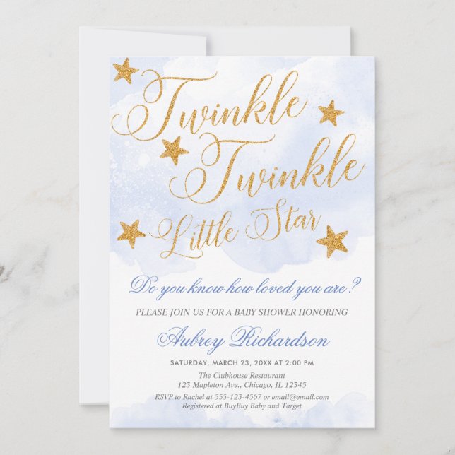 Invitation Scintillement de scintillement peu de baby shower (Devant)