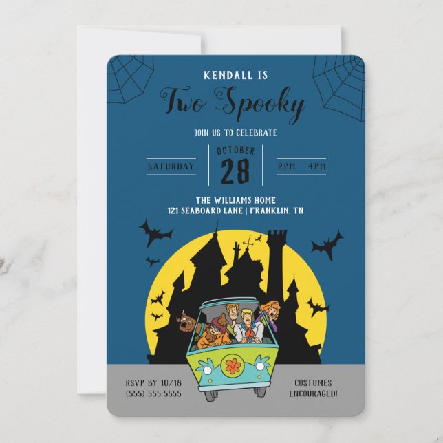 Invitation Scooby-Doo | Deux Anniversaire d'Halloween Éffraya (Devant)