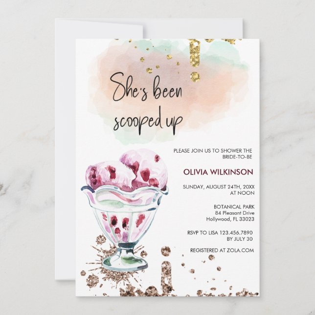 Invitation Scoop à la crème glacée | Fête des mariées de Part (Devant)