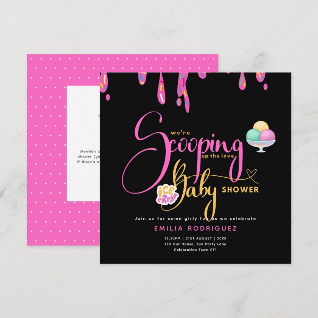 Invitation Scoopup Love Glace Baby Girl Douche (Devant / Derrière)