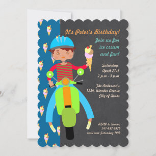Invitation Scooter italien garçon Anniversaire Fête invitatio
