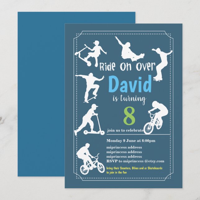 Invitation Scooters, vélos et ou skateboards, montez sur (Devant / Derrière)