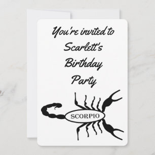 Invitation Scorpio Black Scorpion Star Sign Custom Anniversai