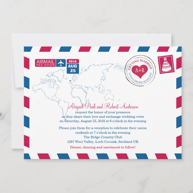 Invitation Scotland Airmail | Mariage (Devant)