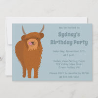 Scottish Highland Cattle Light Bleu fête d'anniver