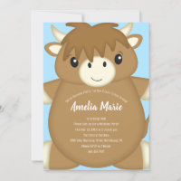Scottish Highland Cow Anniversaire Party Blue