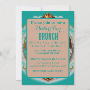 Invitation Scrapbook turquoise et rose Style Fête des Mères