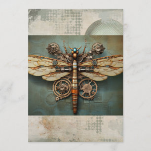 Invitation Scrapbook Vintage de libellule mécanique Steampunk