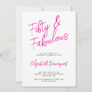 Invitation Script 50 et merveilleux Anniversaire noir et rose